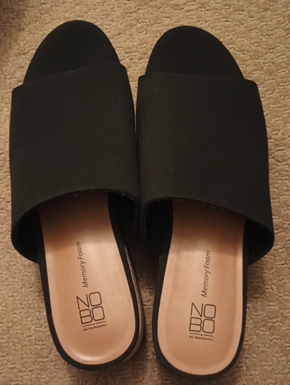 No Boundaries Black Slide Mules with Memory Foam